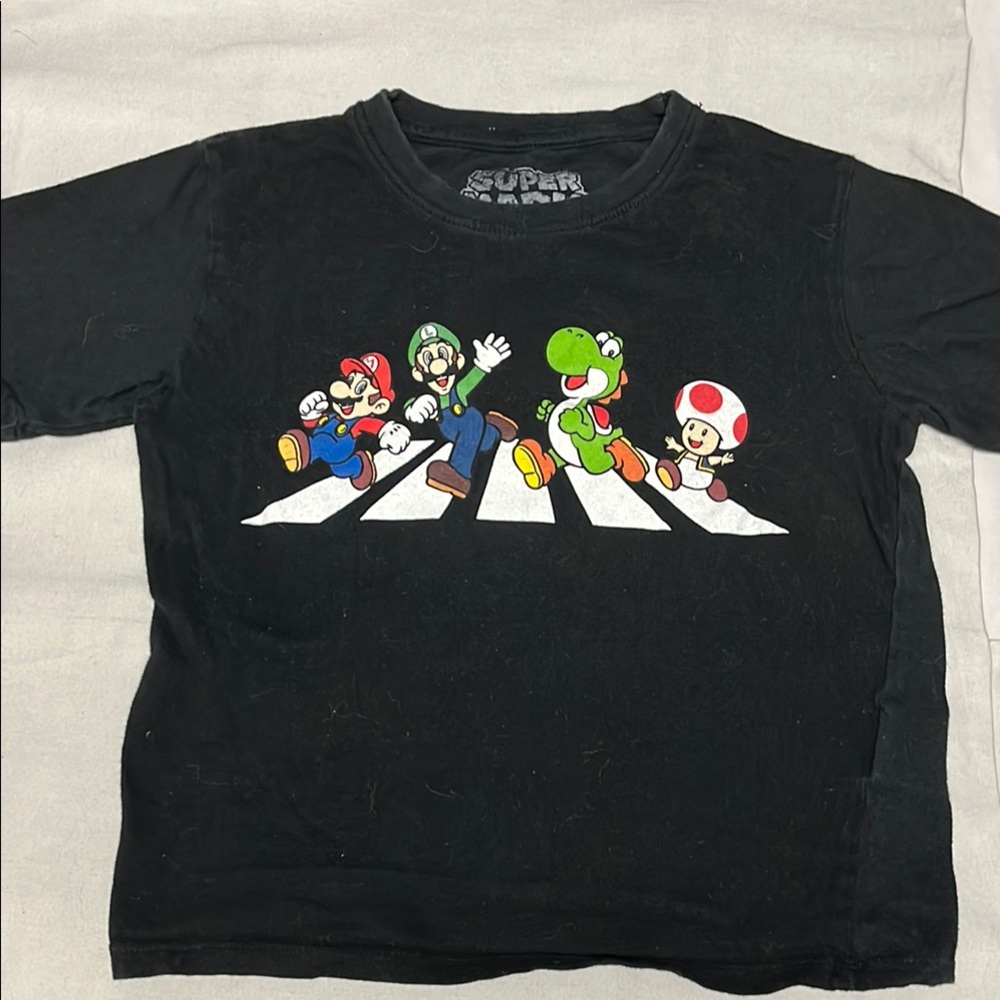 Nintendo Black Super Mario Logo Tee, size 6
